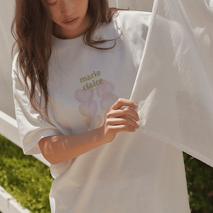 marie claire｜Heart Peach Short Sleeve T-shirt