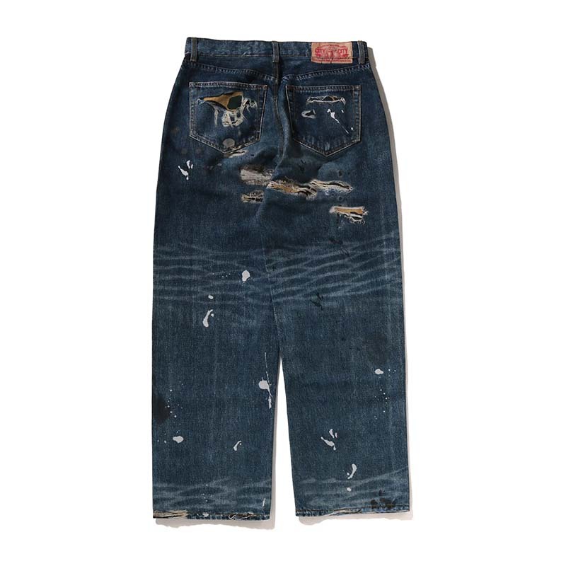 BAPE Fake Print BAPE STA Denim Pants 流星 破壞印刷 牛仔褲 長褲 藍色 1M20150303-LO [台灣現貨]