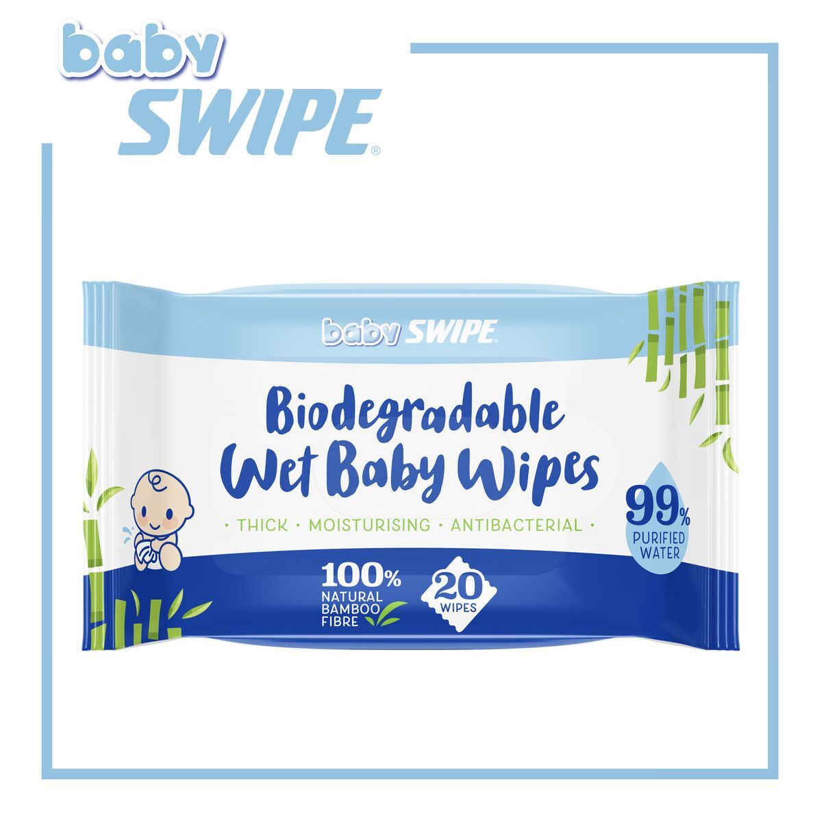 【Baby Swipe】baby SWIPE Biodegradable Baby Wipes (20sheets)