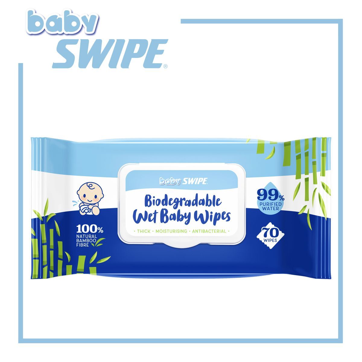 【Baby Swipe】baby SWIPE biodegradable baby wipes (70 sheets)