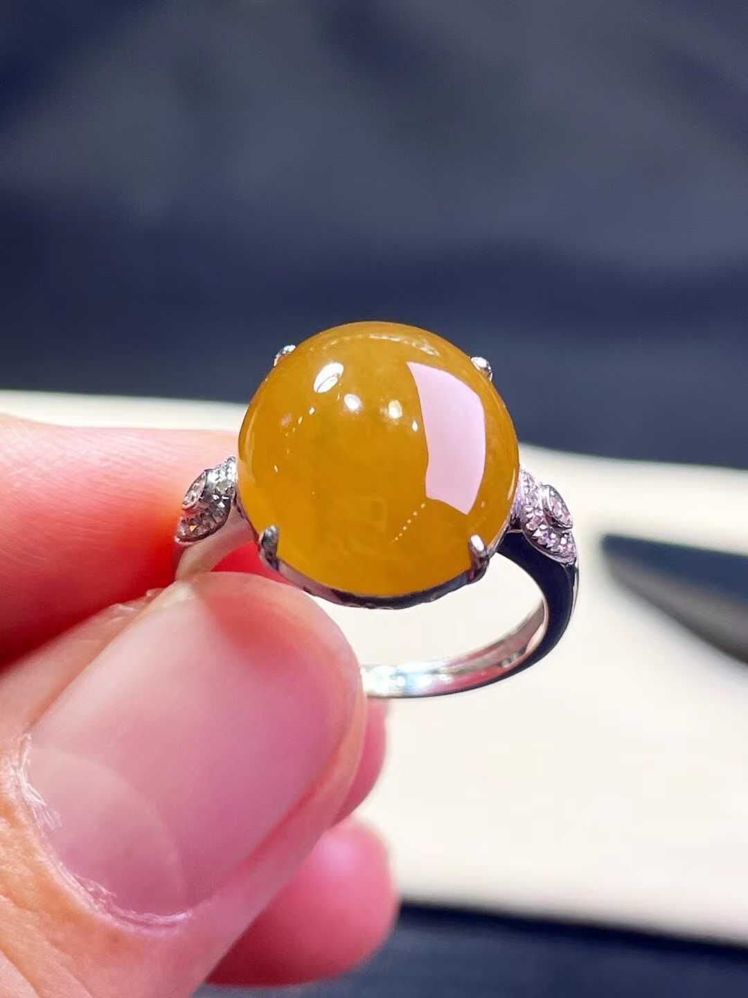 翡翠蛋面戒指,天然翡翠A玉, 緬甸玉, Jade, Jadeite