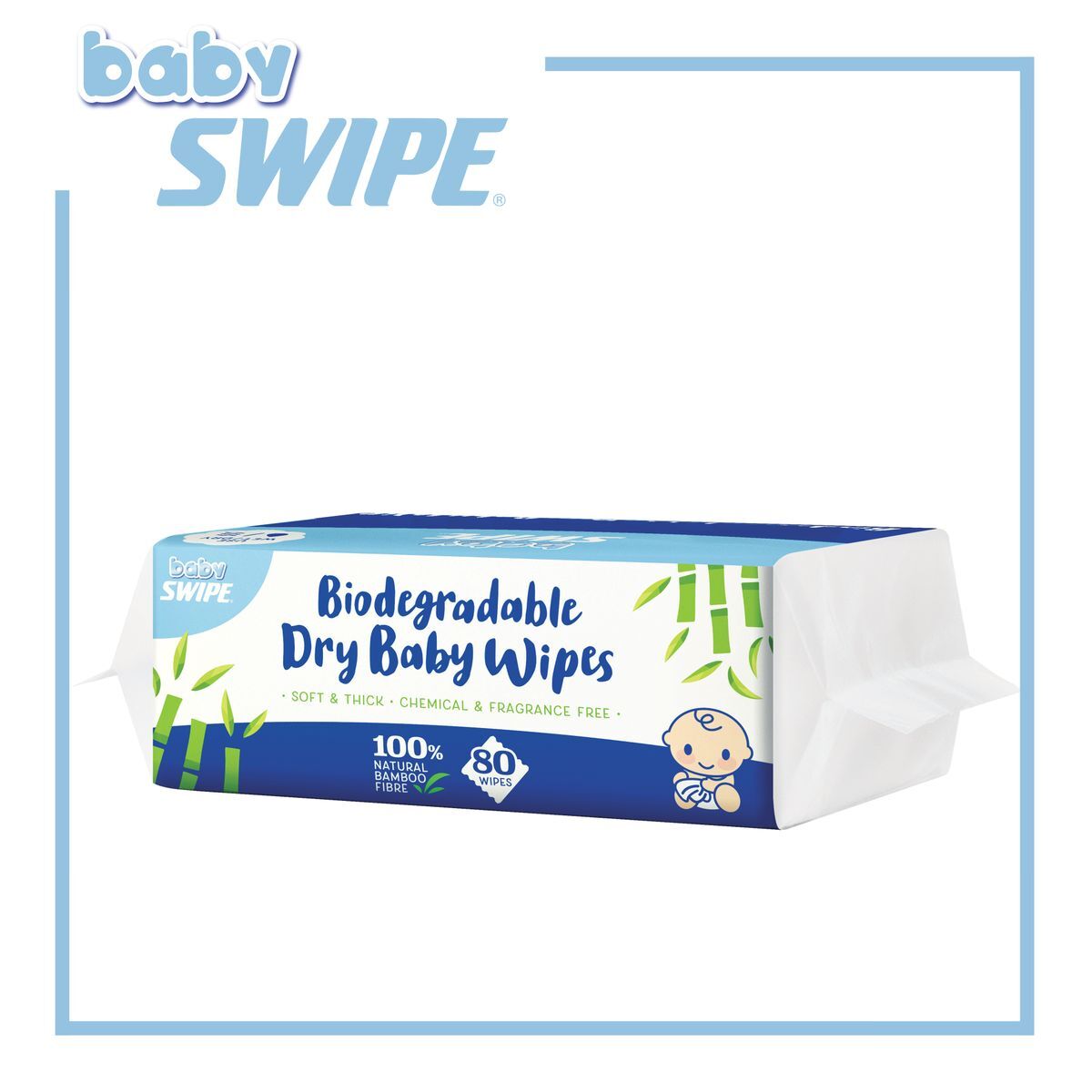 【Baby Swipe】babySWIPE Biodegradable Dry Baby Wipes (80sheets)