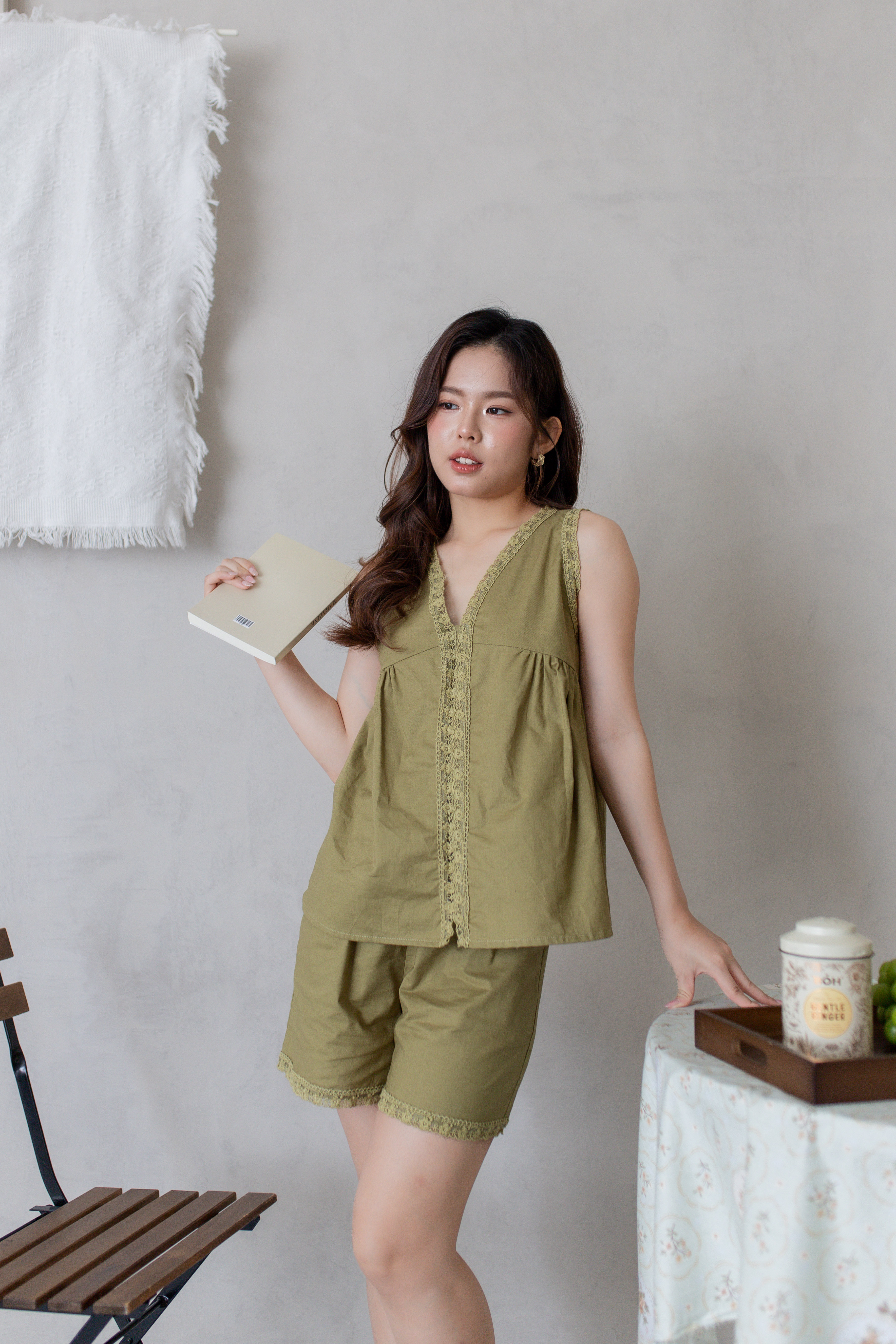 Hers Lace Trim Panel Top Forest- 2771BVFOR