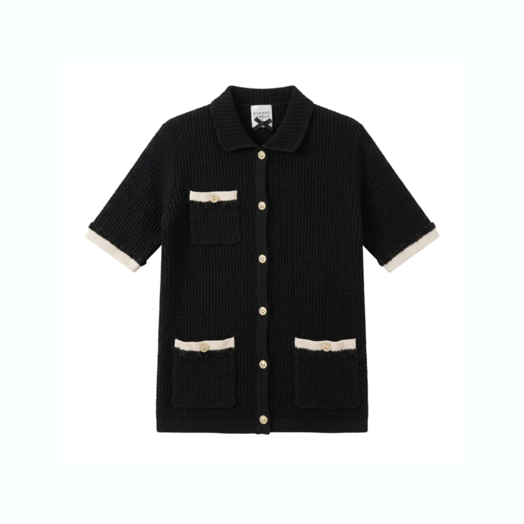1EA0408-039 [EDWARD ACHOUR] Cardigan Black #101515/1095 (C-EU-E)