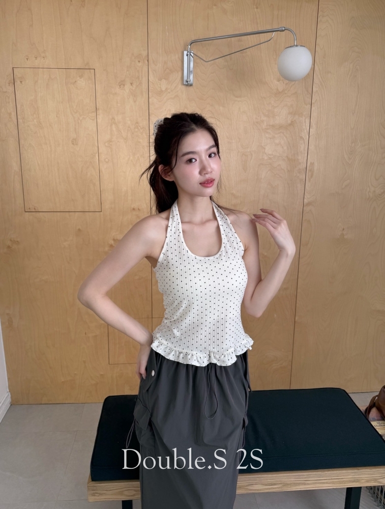 法式波點掛脖背心*2色