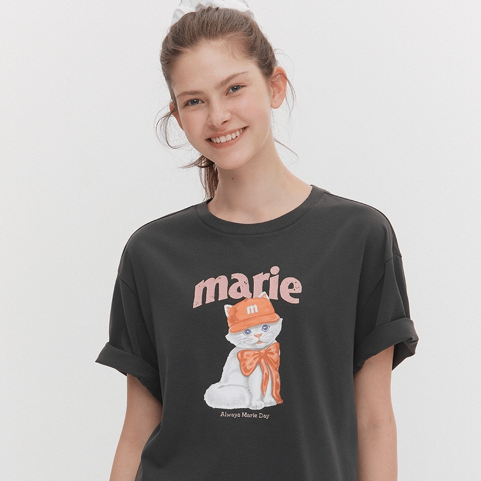 marie claire｜Ribbon Cats Short Sleeve T-shirt [2 colors] 關鍵字：MA138