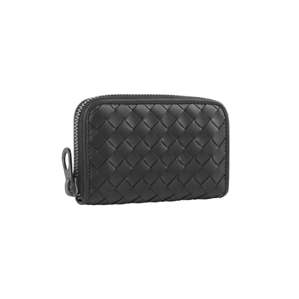 【Bottega Veneta】經典編織拉鏈卡包/零錢包(黑色)