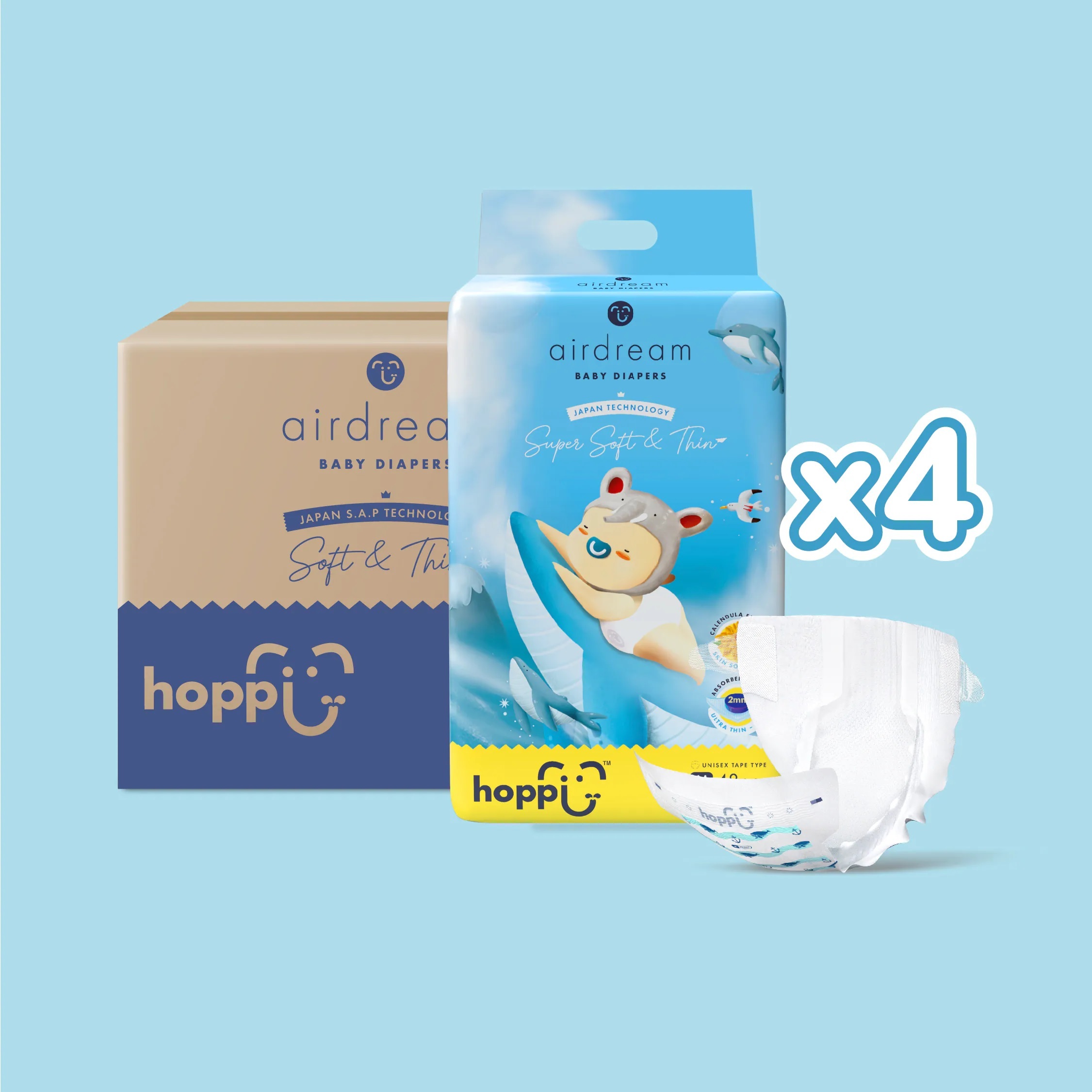 【Luxcare】Hoppi 超薄輕巧黏貼型 紙尿褲 箱購