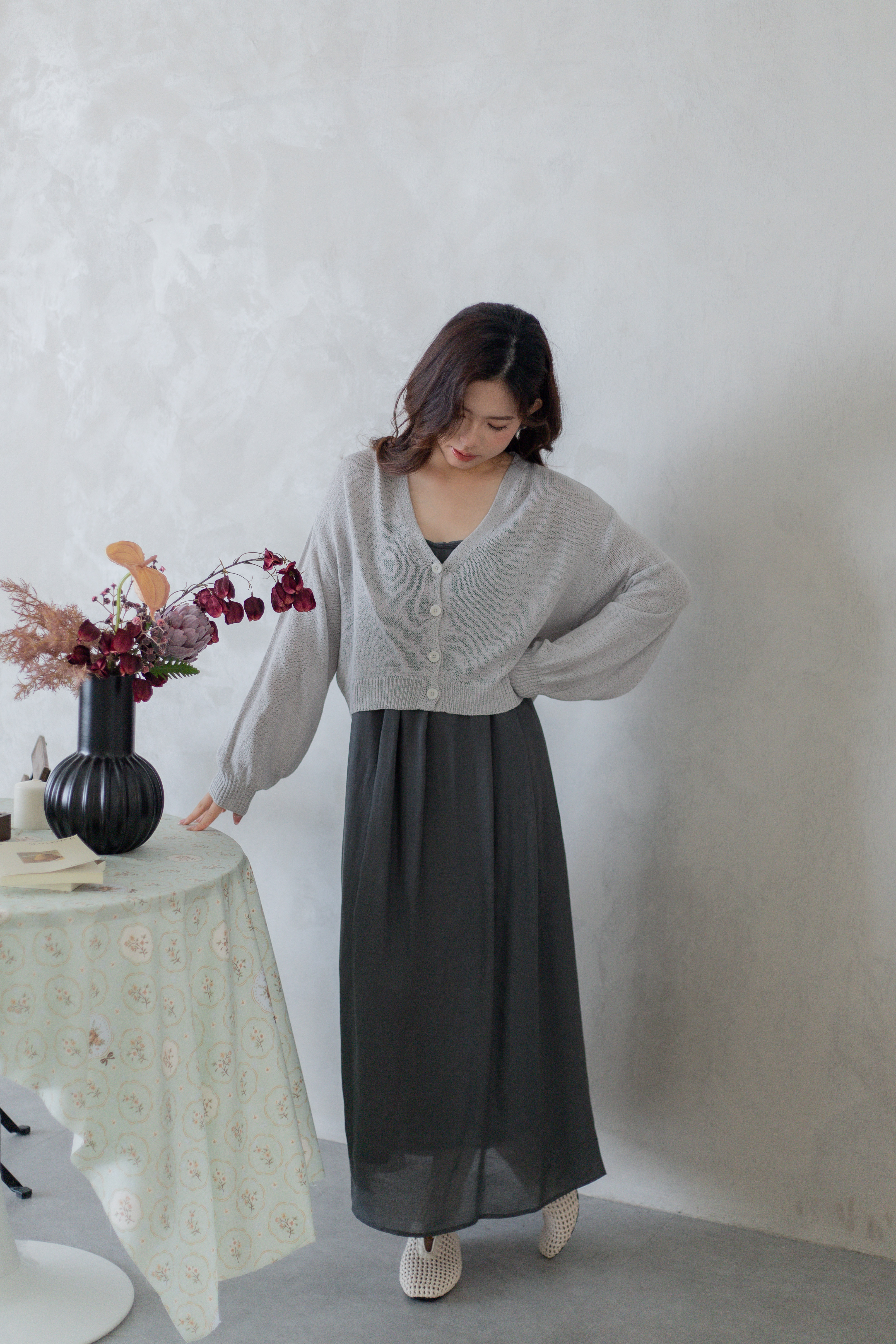 Lumoon Knit Cardigan Grey -2762KLGRY