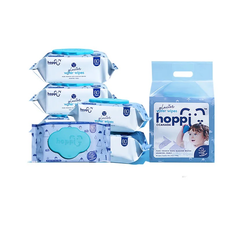【Luxcare】Hoppi 嬰兒冰川水濕紙巾80抽8包（4袋）箱購
