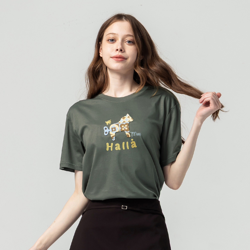 Dala Horse Glacier Cotton 100% Pure Cotton Cooling Stretch T-Shirt - Olive Green Women's