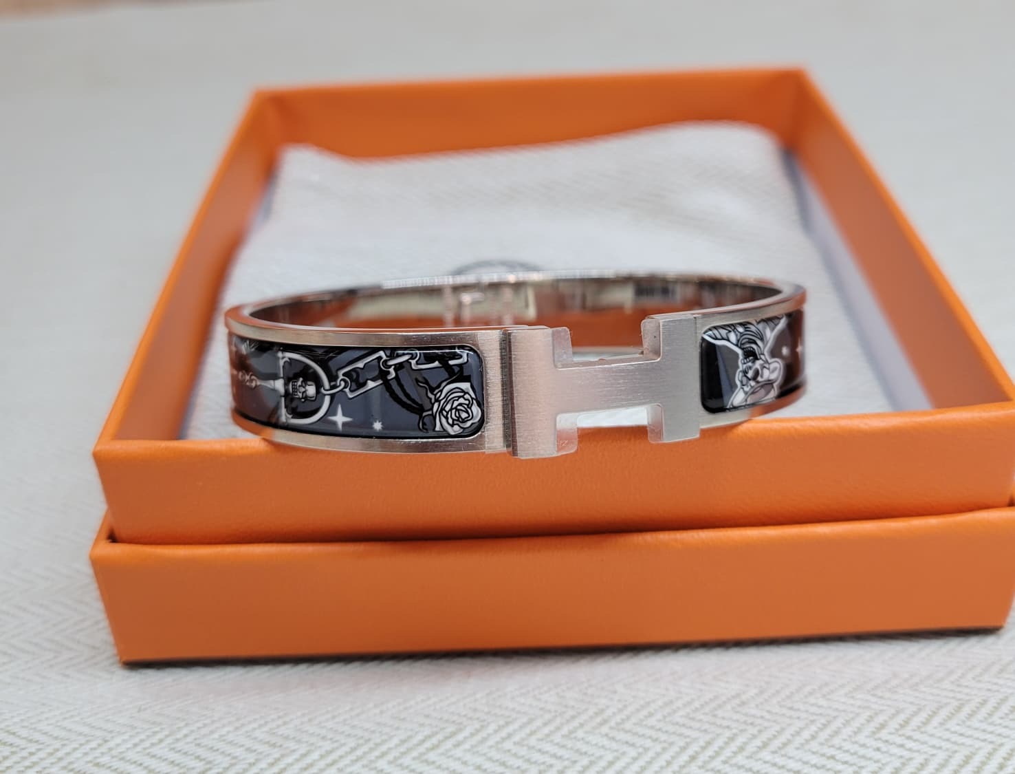 Hermes Clic HH bracelet CEST LA FETE T5 手鐲 磨砂銀