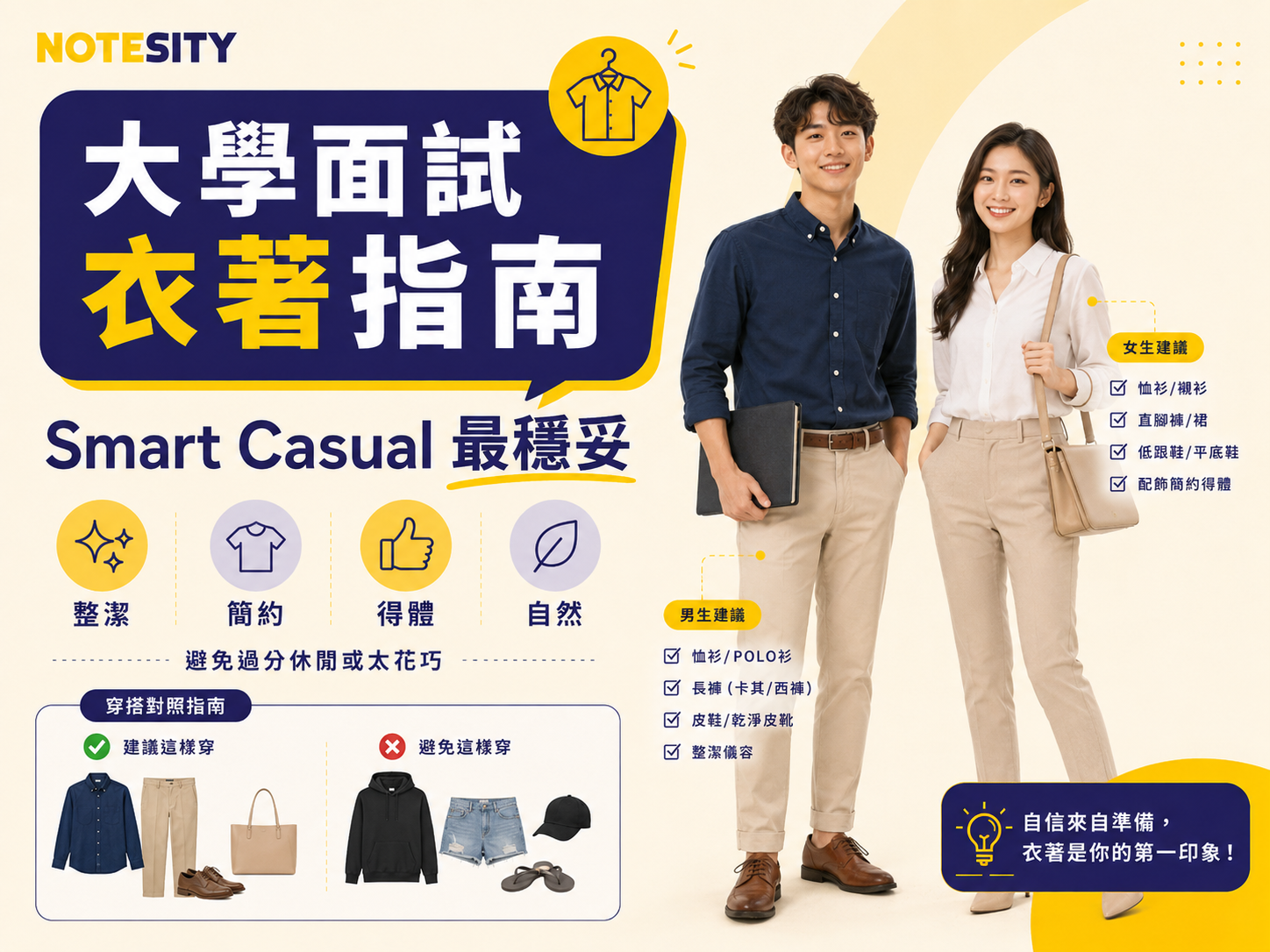 大學面試衣著指南圖