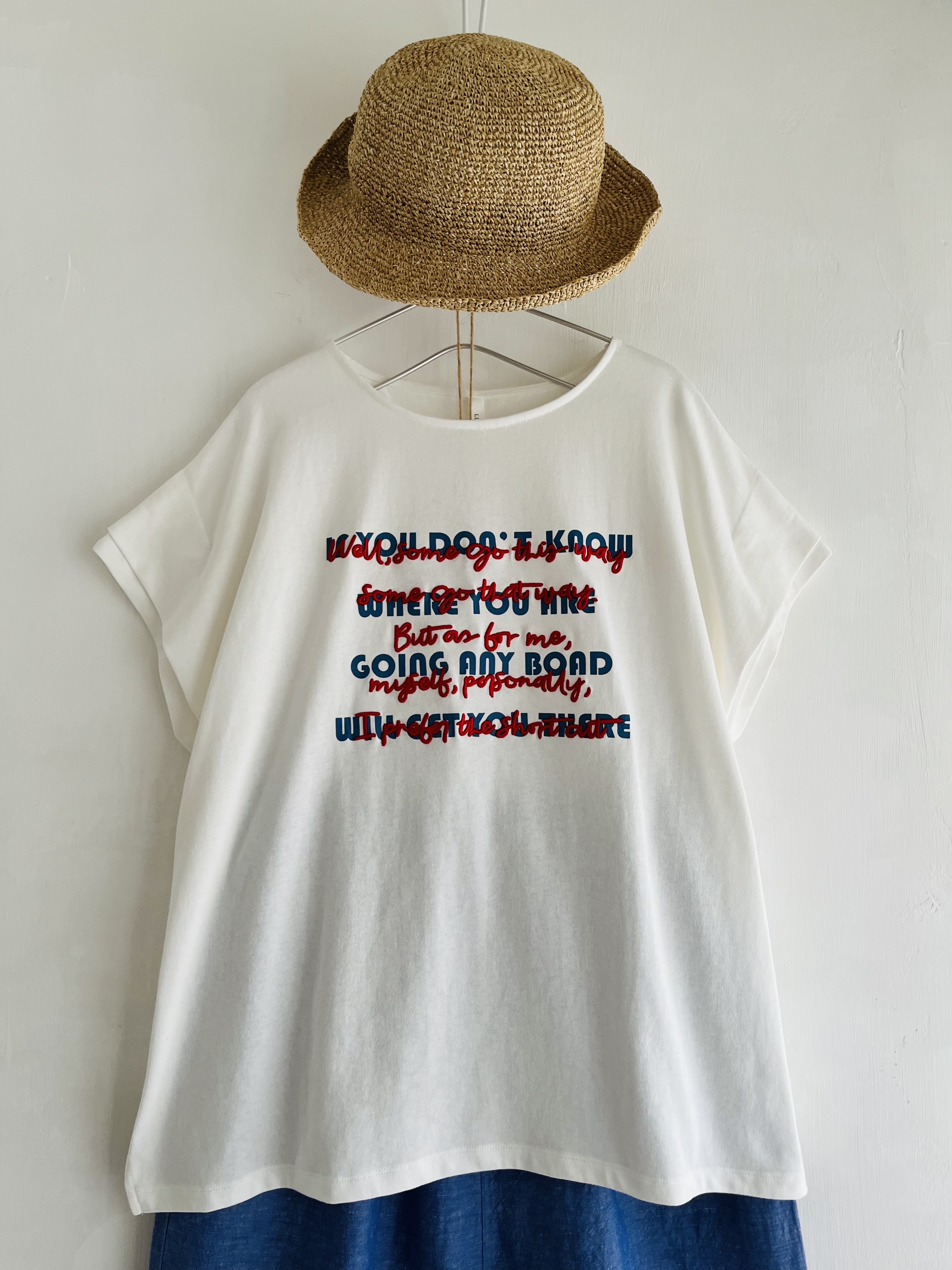 LUPILIEN白色圓領刺繡立體字top