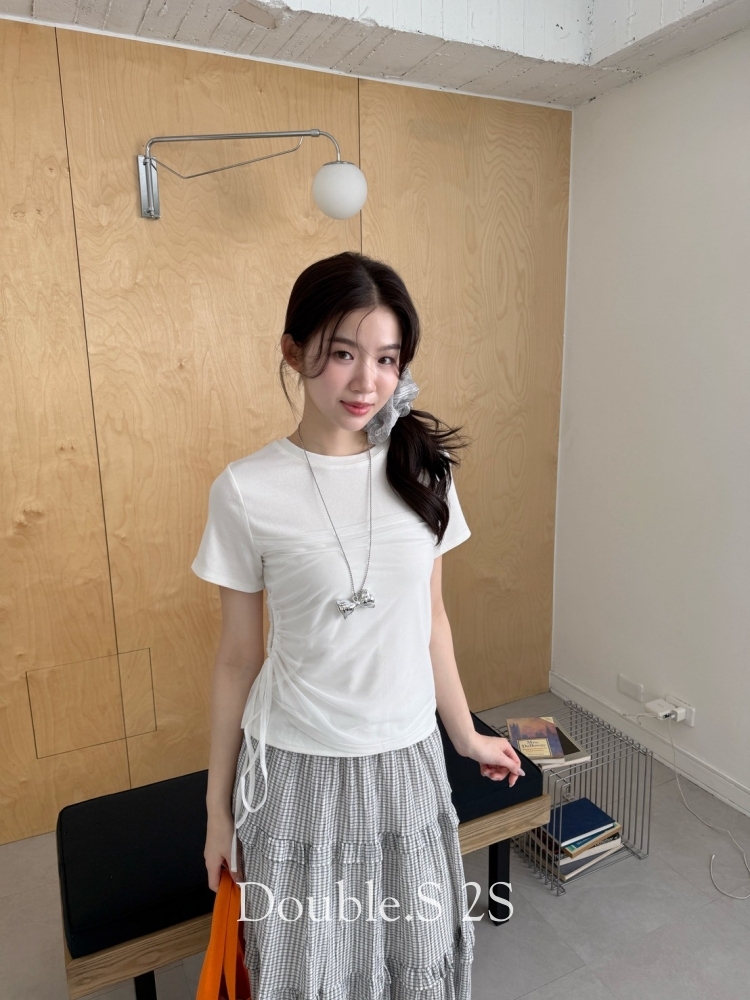 柔霧感透紗綁帶上衣*2色