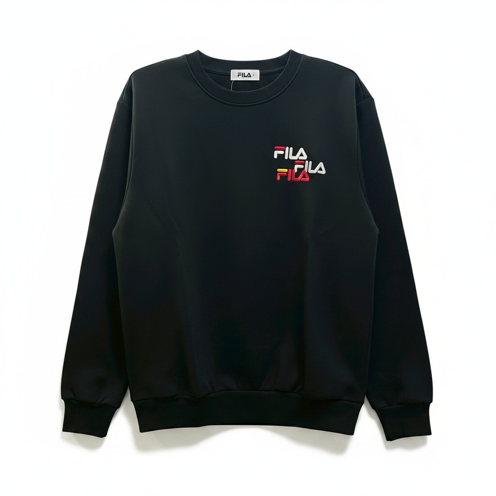 FILA 大學T 黑 LOGO 圓領 長袖 上衣 男 1TEW7002BK