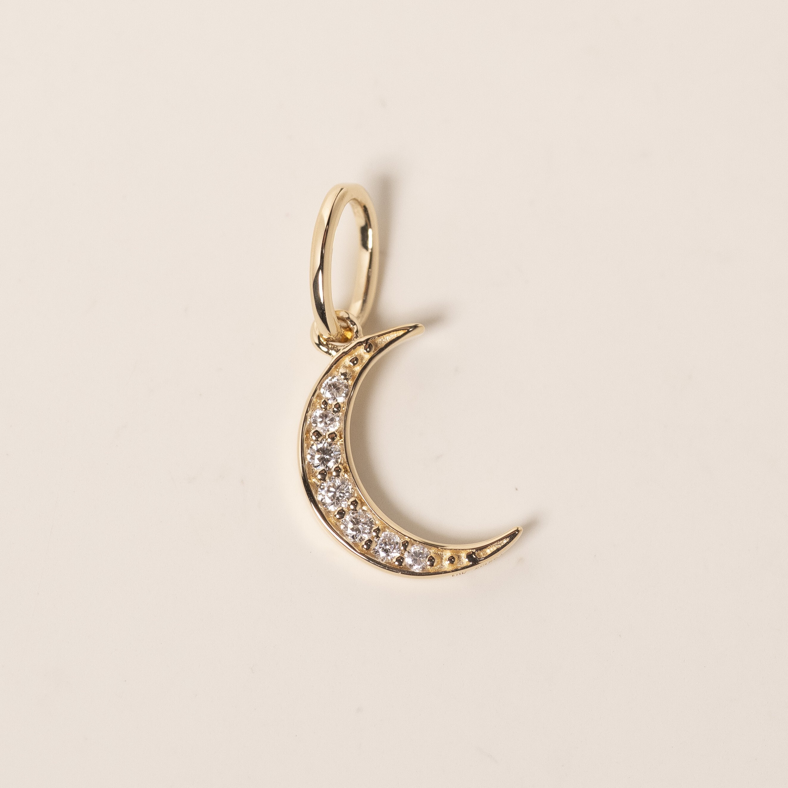 18K Moon Diamond Charm