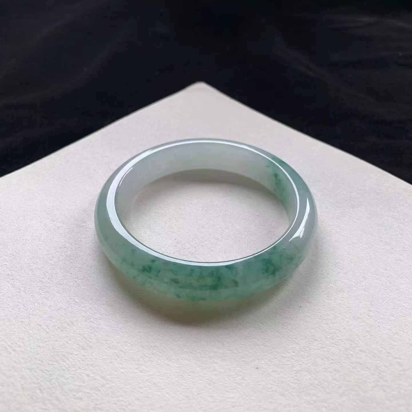5172350 56.4mm冰飄花翡翠正圈手鐲 (56-58)