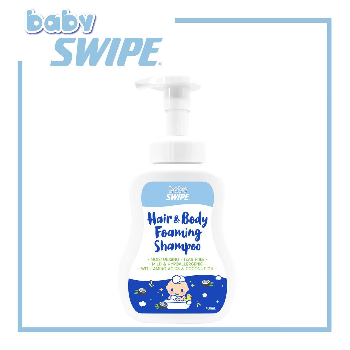 【Baby Swipe】babySWIPE Hair & Body Foaming Shampoo 400ml