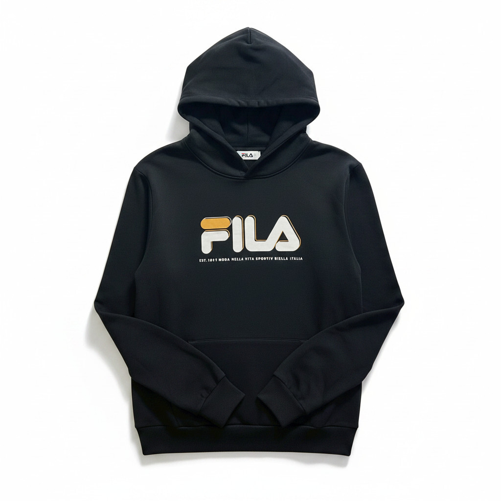 FILA 帽T 黑 LOGO 長袖 連帽 上衣 男 1TEW7008BK