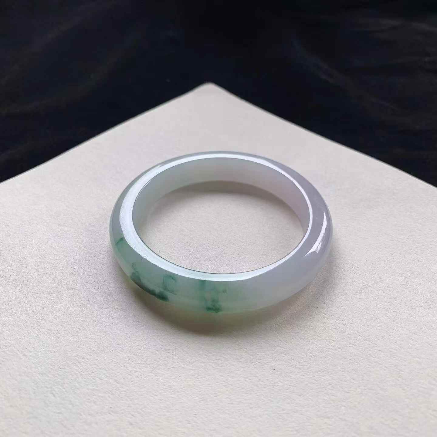 5172352 53.2mm冰飄花翡翠正圈手鐲 (52-54)