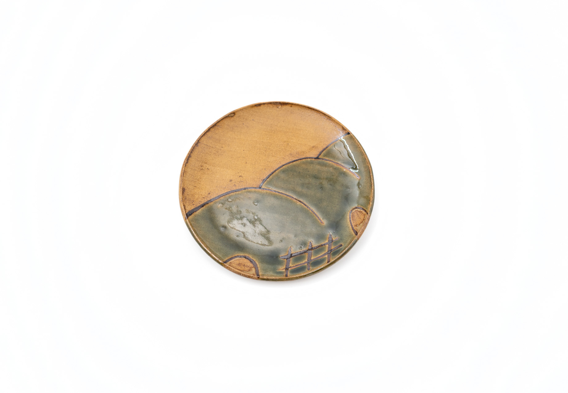 中里太郎右衛門｜唐津燒 翠綠銅綠釉皿 16 cm
