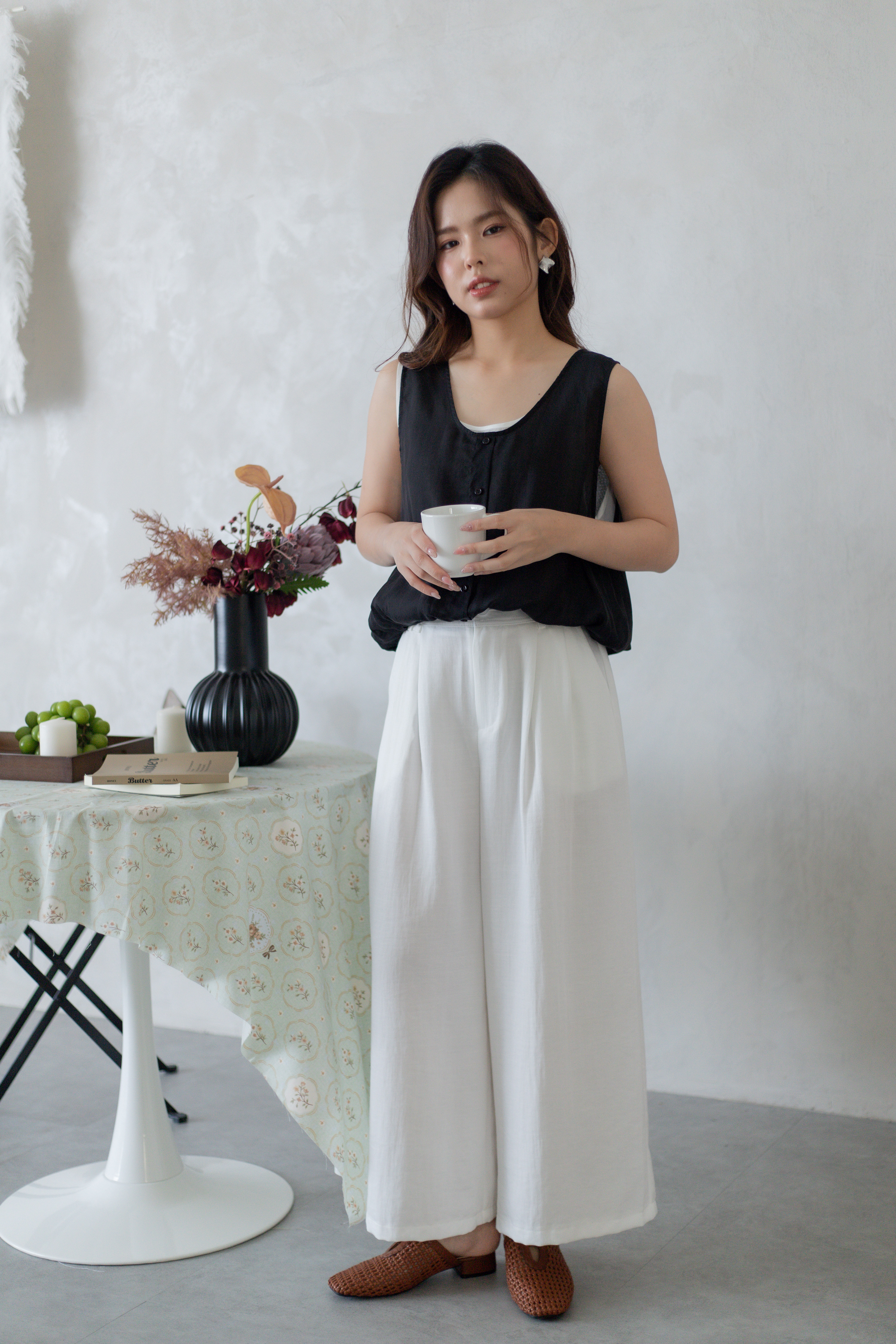 Velyn Linen Pants White -2769PLWHI