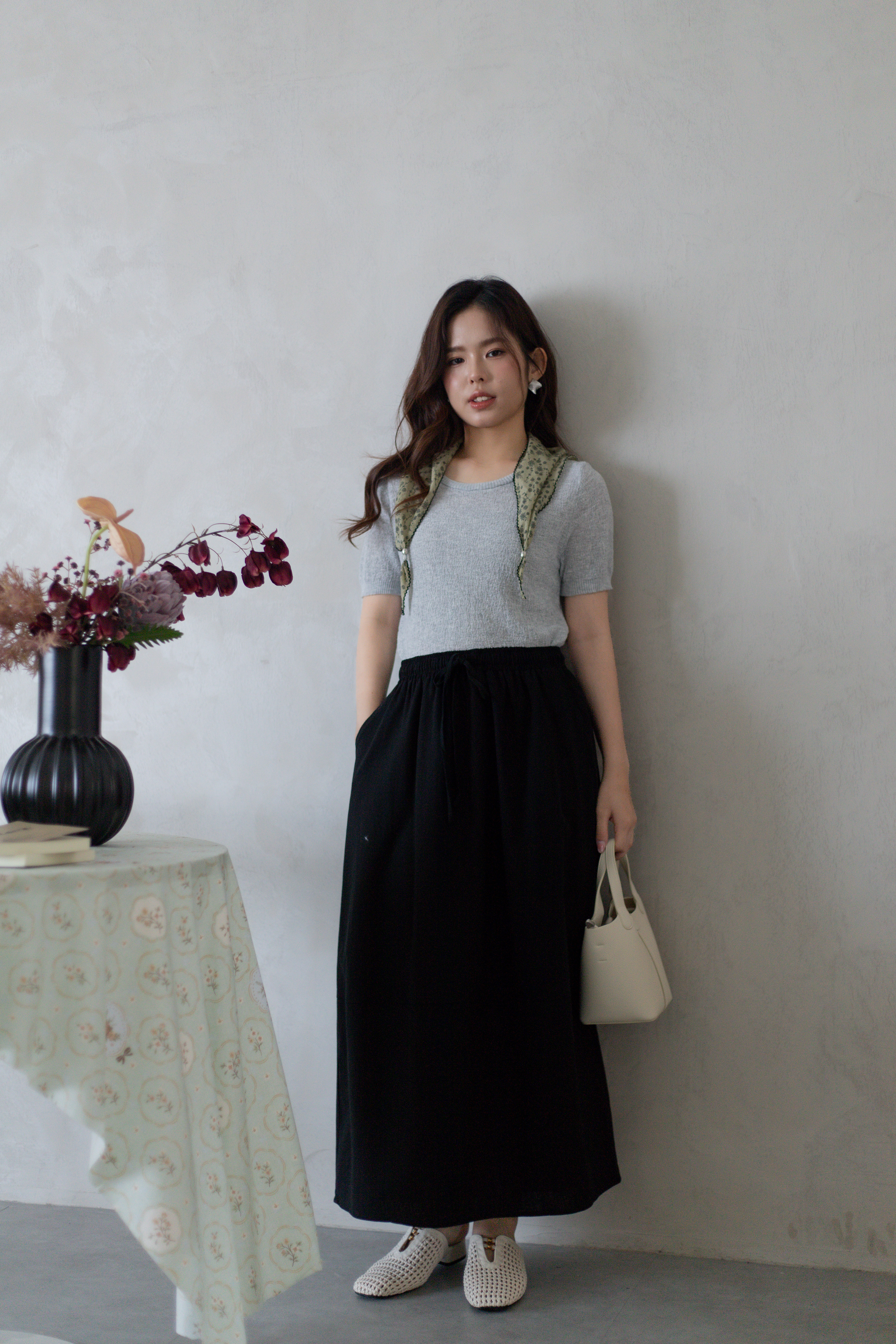 Riana Panel Linen Skirt Black - 2775SKBLK