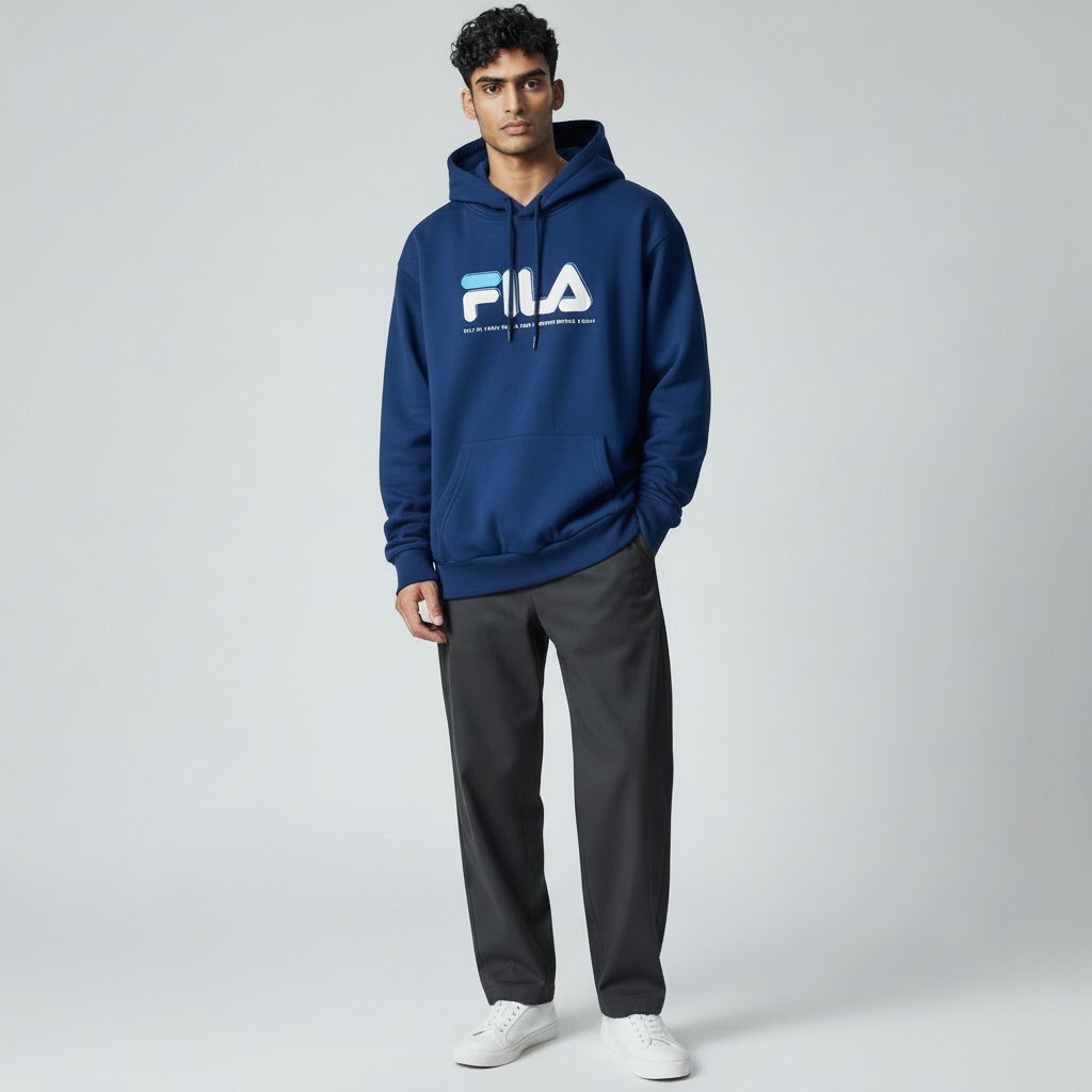 FILA 帽T 深藍 LOGO 長袖 連帽 上衣 男 1TEW7008AB