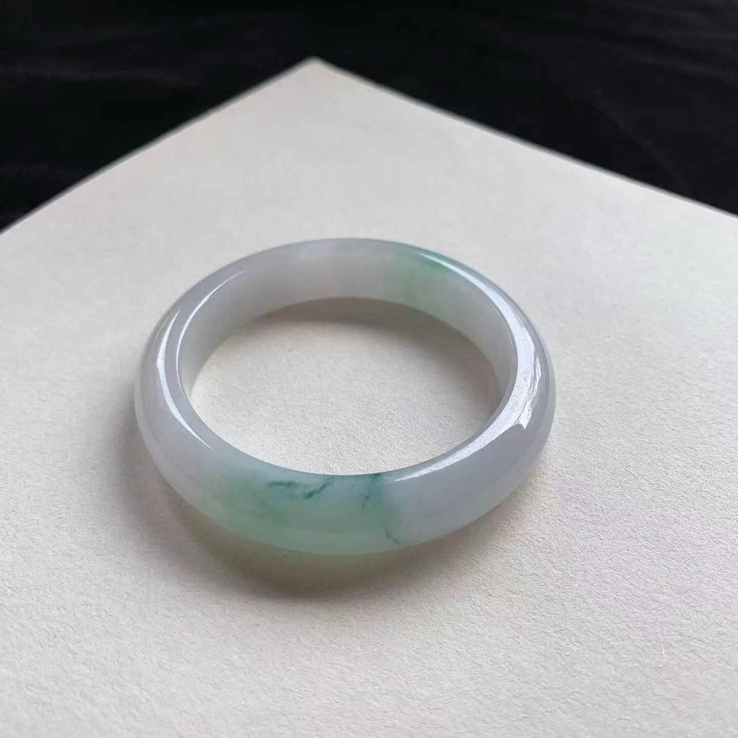 飄花翡翠正圈手鐲,天然翡翠A玉, 緬甸玉, Jade, Jadeite