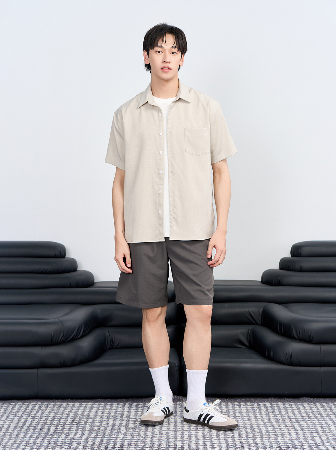 【期間限定】紋理簡約短袖襯衫