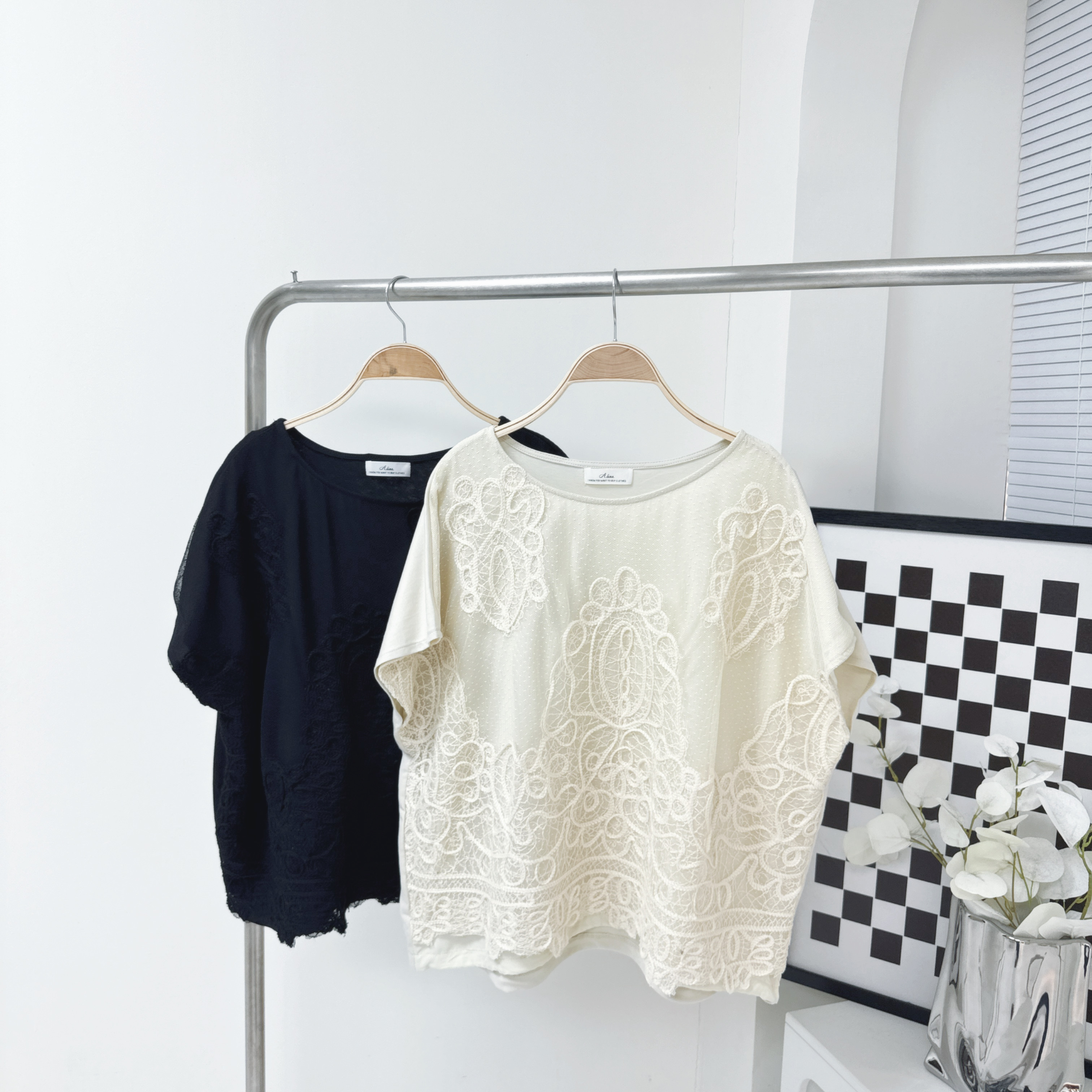 【廠家制】LACE網布小袖TOP (E34-E35)