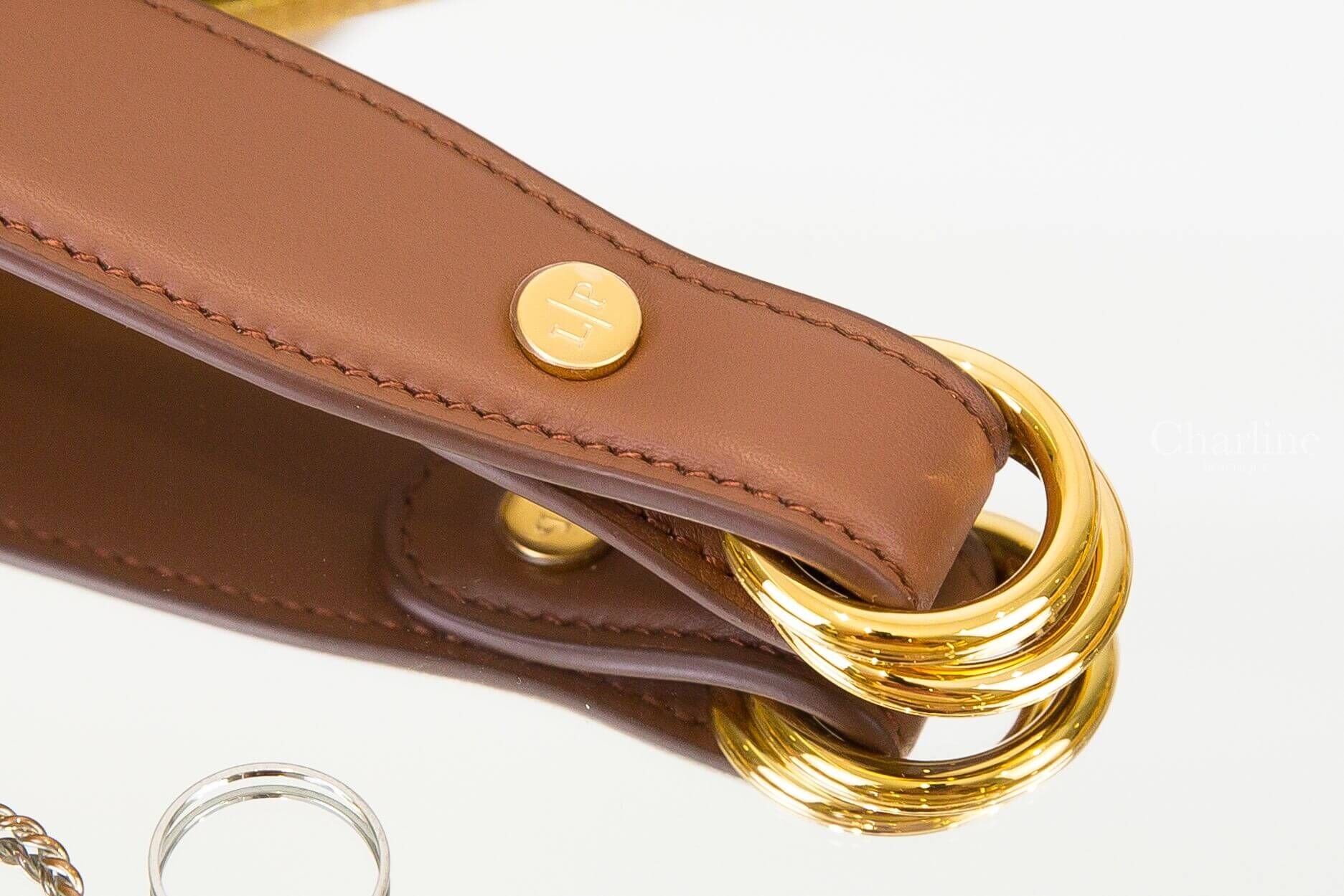 Loro Piana Loro Piana Foulard Handle 焦糖色小牛皮陽光金雙環圍巾手柄提把