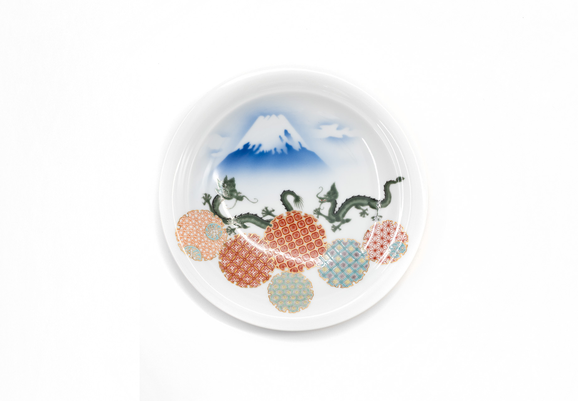 深川製磁｜有田燒 龍紋富士山 餐盤 19 cm