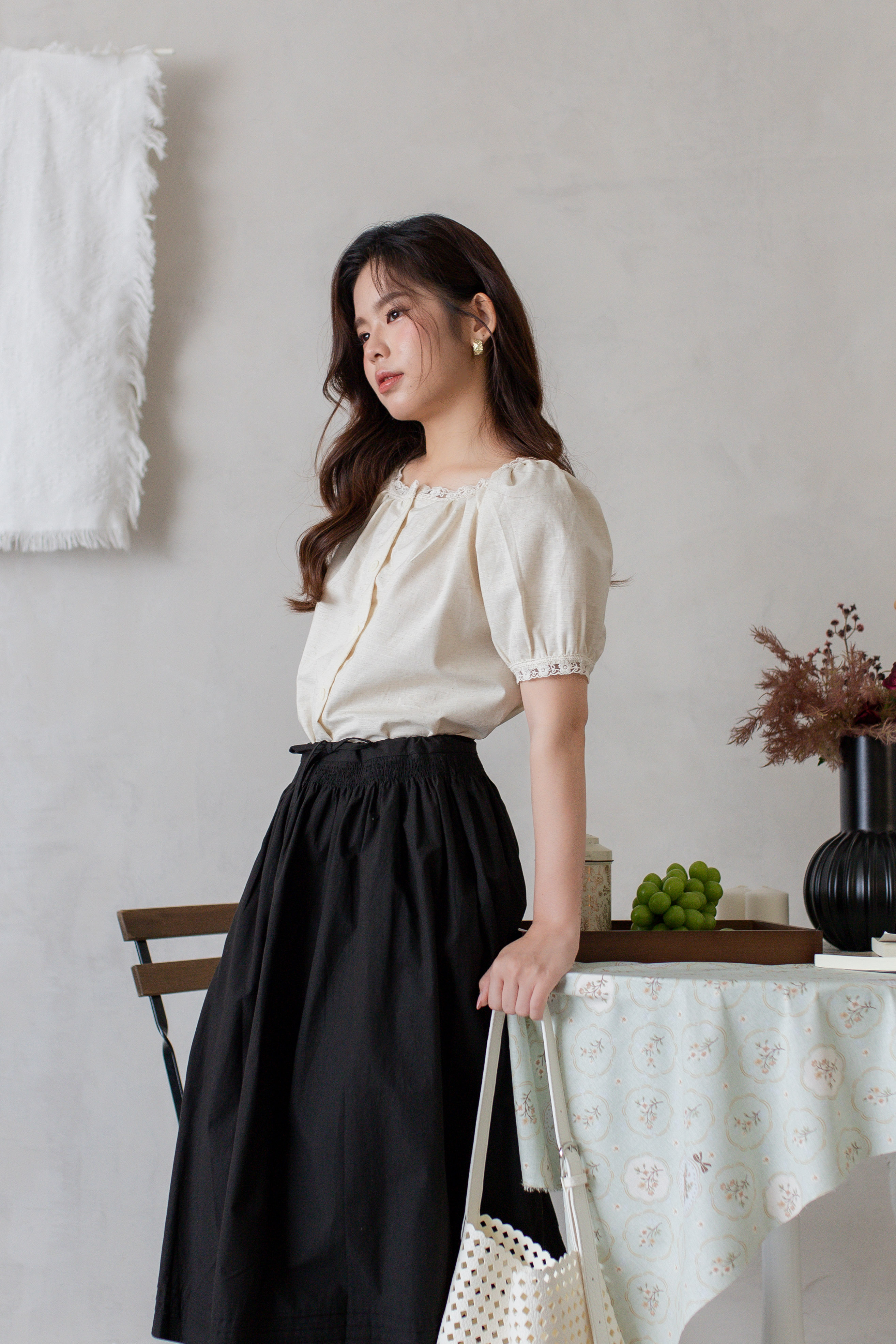 Reis Smocked Skirt Black -2768SKBLK
