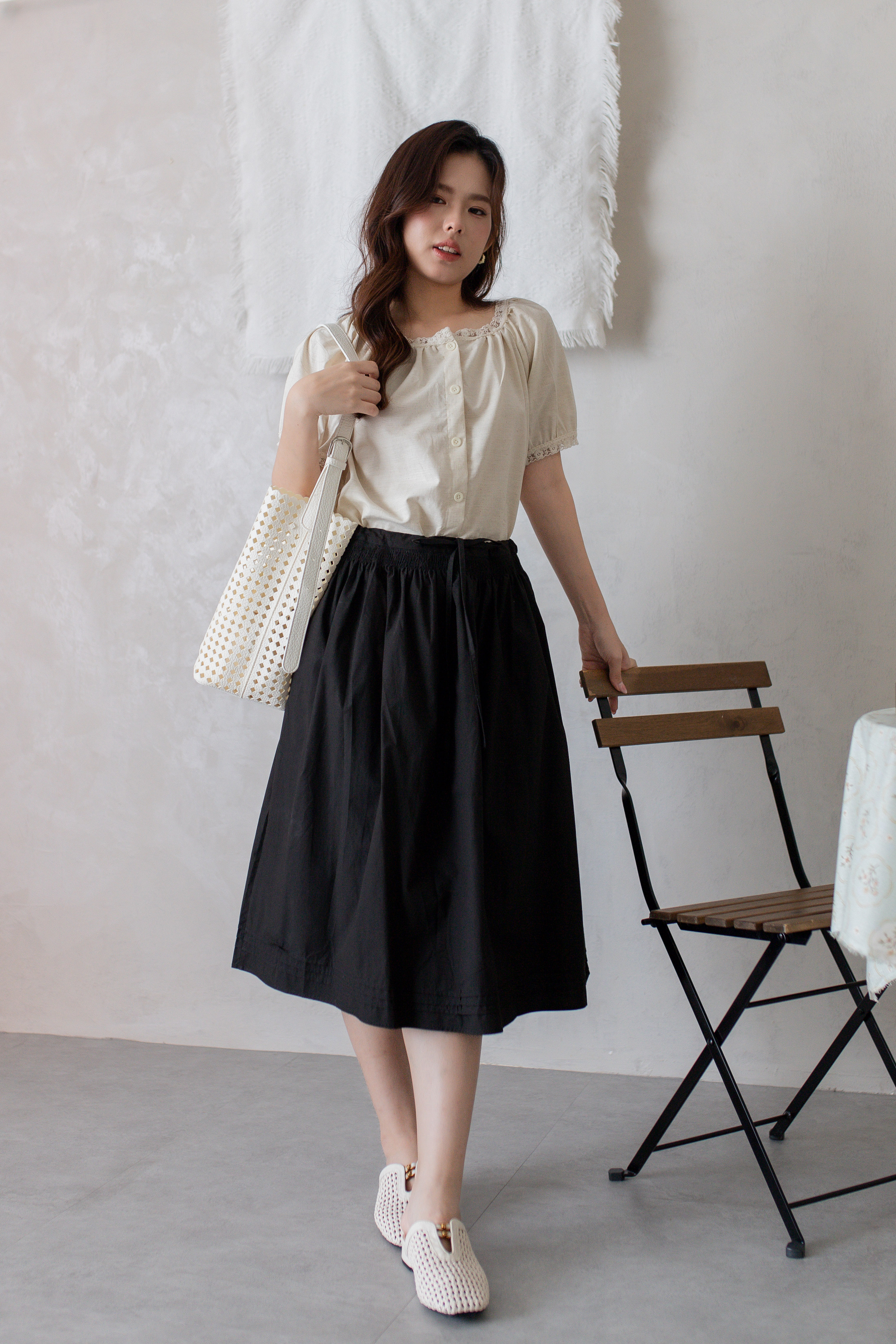 Reis Smocked Skirt Black -2768SKBLK
