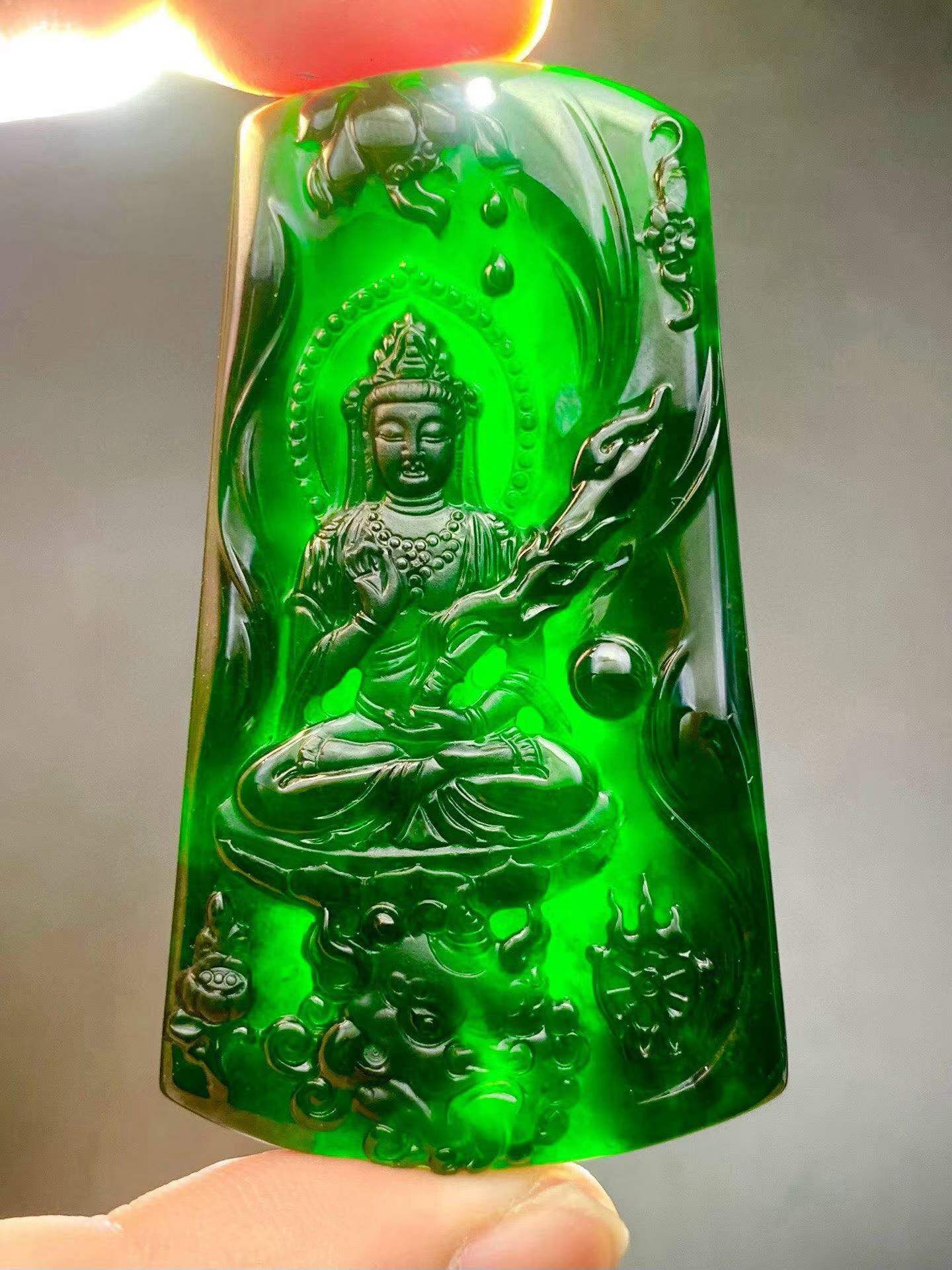 翡翠墨翠虛空藏菩薩,天然翡翠A玉, 緬甸玉, Jade, Jadeite
