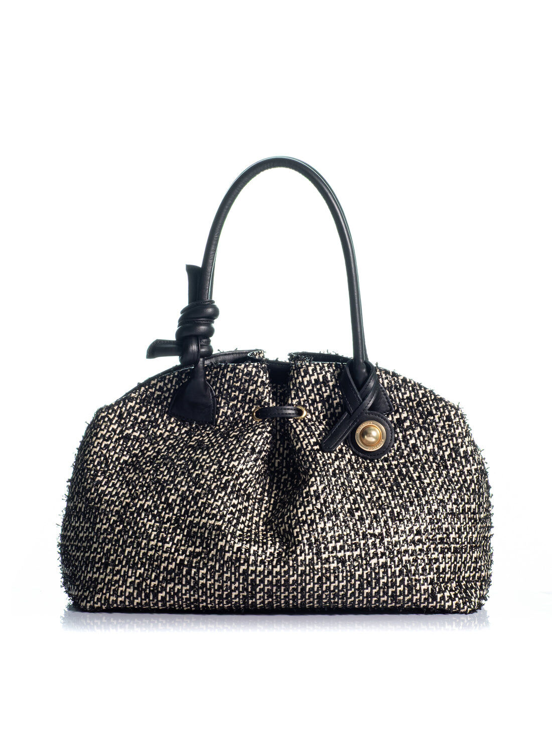 1KO0526-002 [KOORELOO] The Swan 2.0 Maxi Large  Black & White Raffia #190205.1.2403.16202 (EU)
