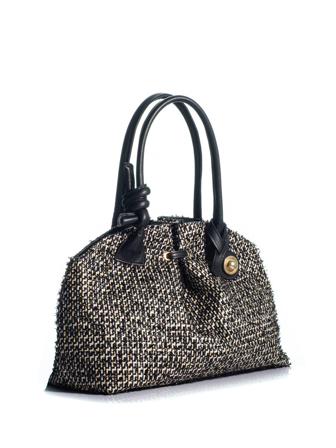 1KO0526-002 [KOORELOO] The Swan 2.0 Maxi Large  Black & White Raffia #190205.1.2403.16202 (EU)