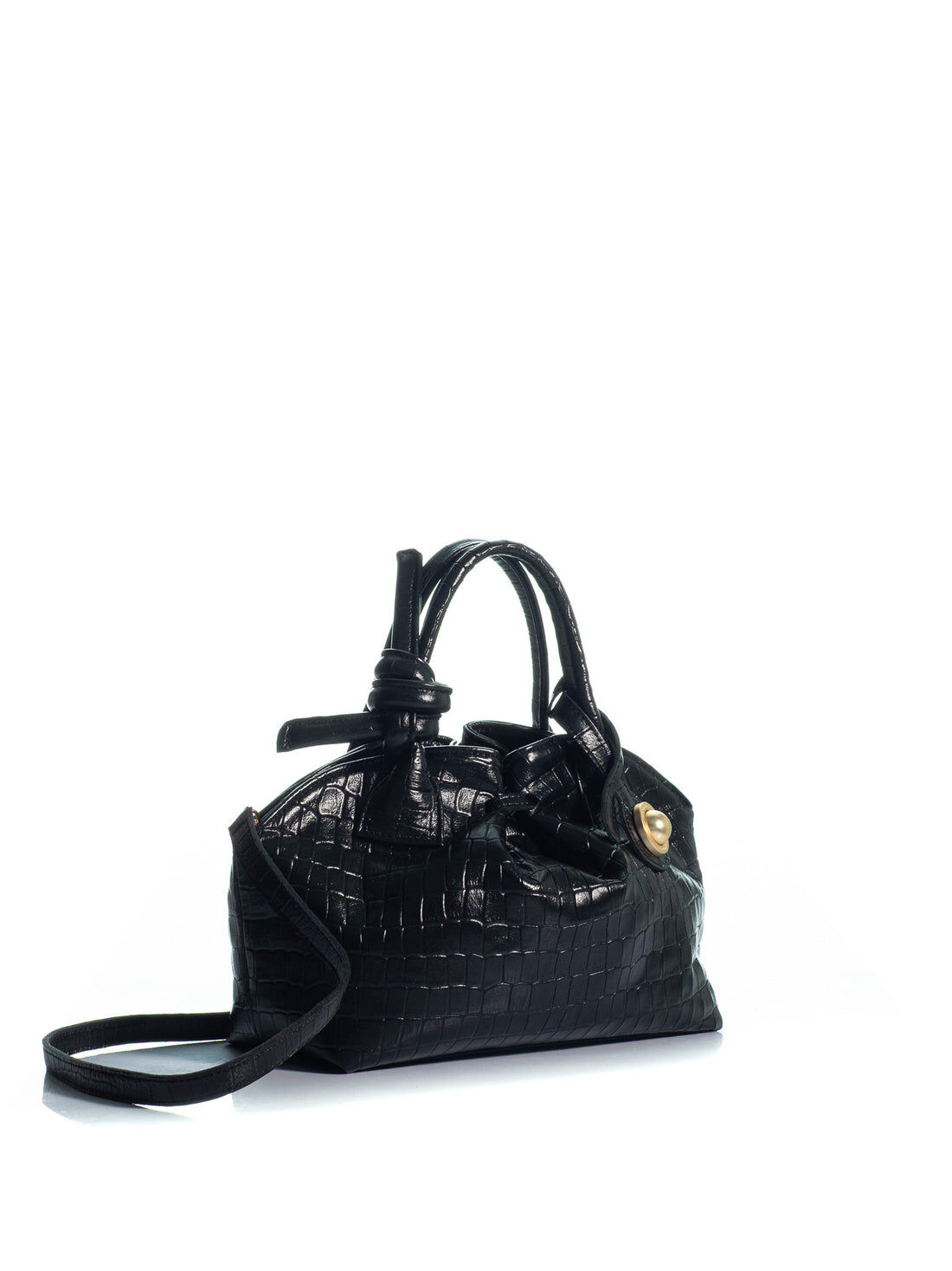 1KO0526-058 [KOORELOO] The Swan 2.0 Midi Medium Black Croc Effect Leather (With Strap) #35202.1931.0119.1 (EU)