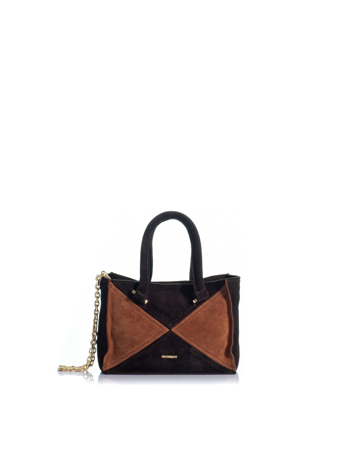 1KO0526-067 [KOORELOO] The Chatterbox Tote Mini Small  Brown Patchwork Suede (With Strap) #35202.0315.1217.1 (EU)