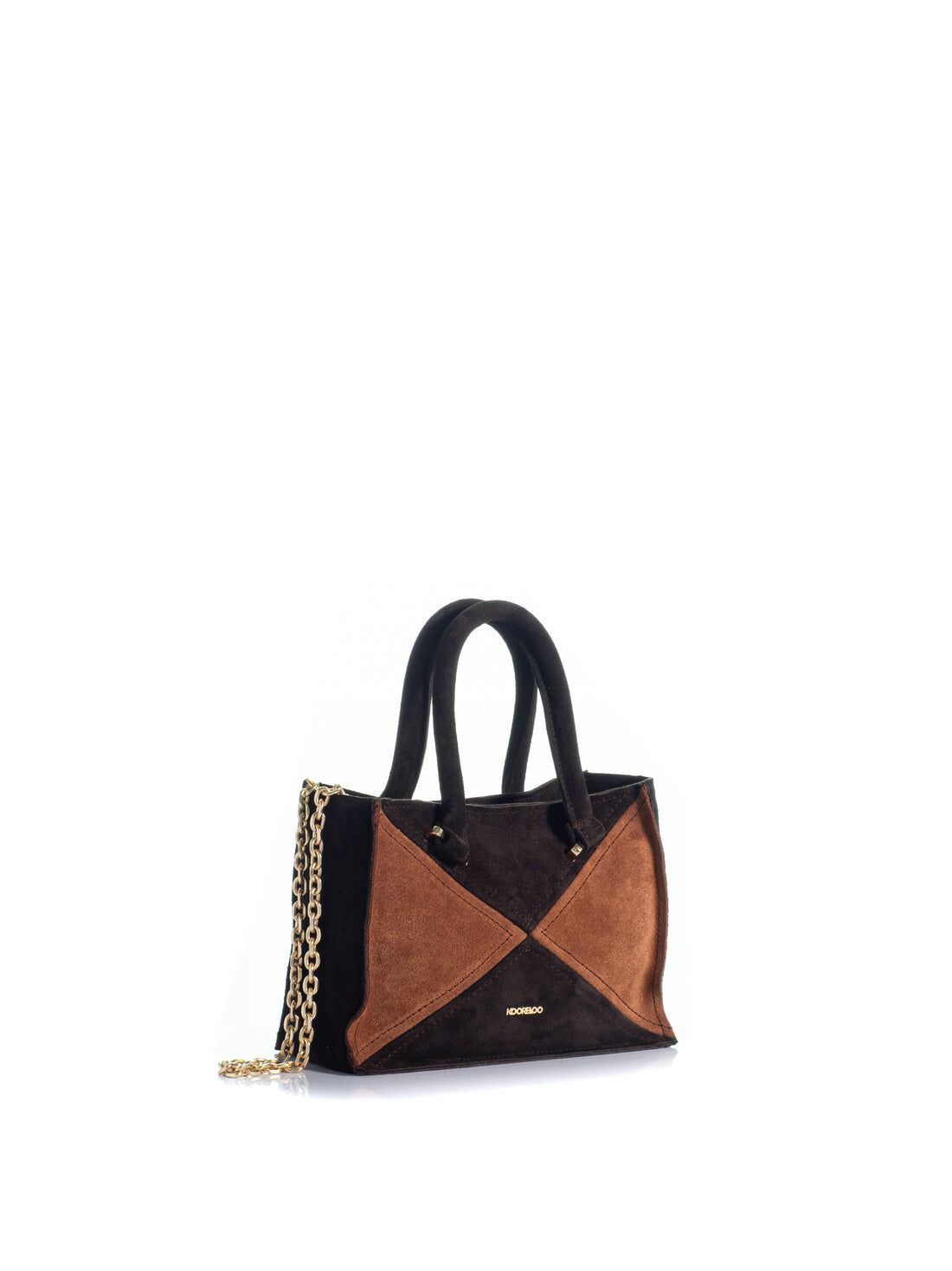 1KO0526-067 [KOORELOO] The Chatterbox Tote Mini Small  Brown Patchwork Suede (With Strap) #35202.0315.1217.1 (EU)