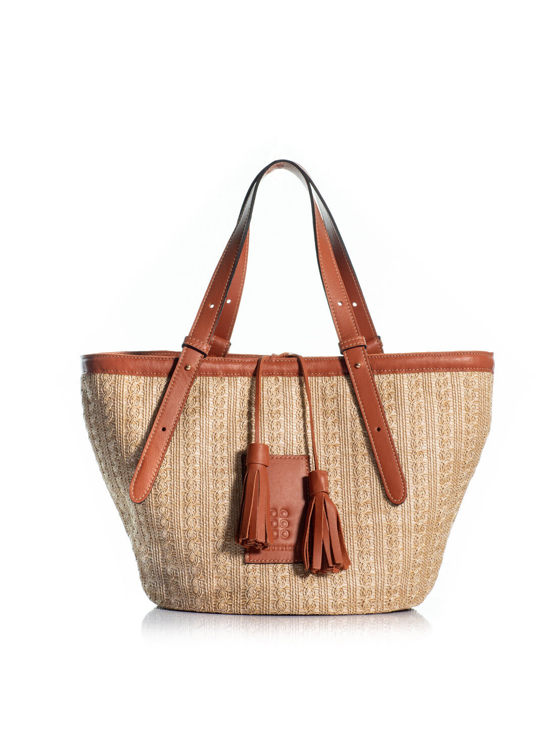 1KO0526-132 [KOORELOO] The Milano Cabas Large  Sand Straw/Light Brown Leather #14202.1010.2100 (EU)