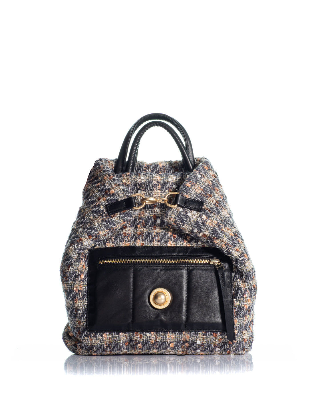 1KO0526-148 [KOORELOO] The Florence Backpack Large  Tweed Multigrey / Black Leather #34202.1101.6510 (EU)