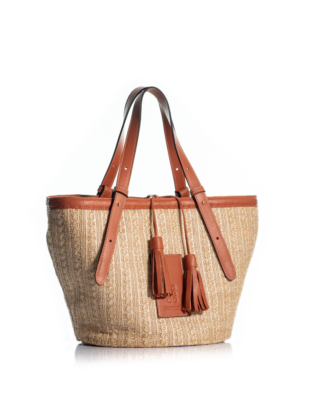 1KO0526-132 [KOORELOO] The Milano Cabas Large  Sand Straw/Light Brown Leather #14202.1010.2100 (EU)