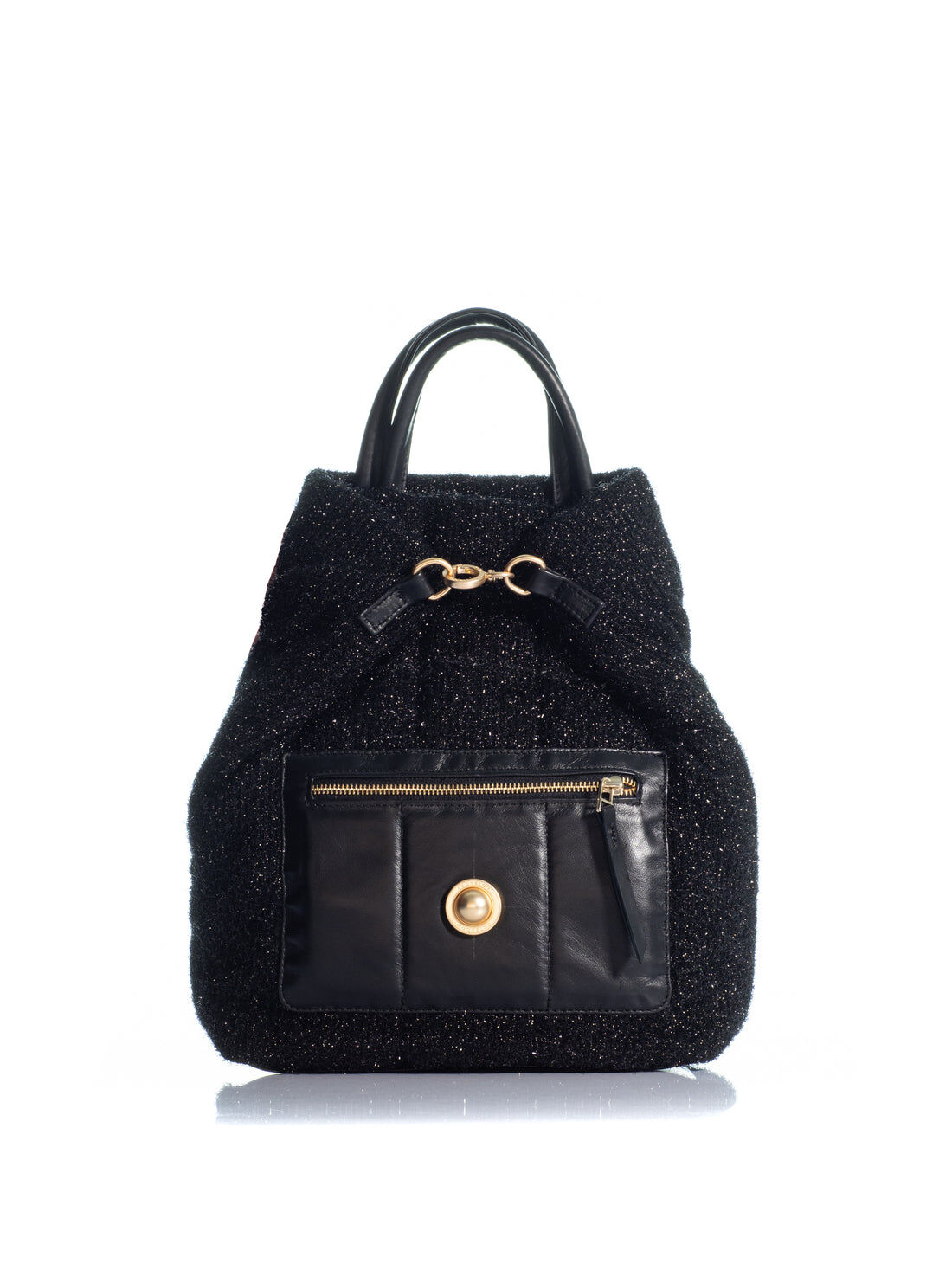 1KO0526-147 [KOORELOO] The Florence Backpack Large  Black Woven Fabric W. Lurex / Black Leather #34202.1100.5550 (EU)