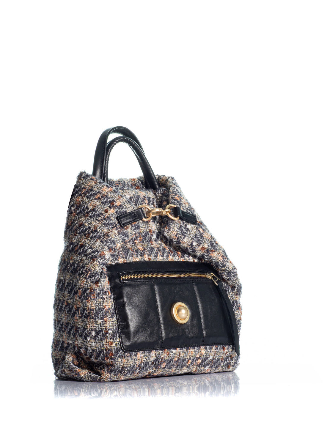 1KO0526-148 [KOORELOO] The Florence Backpack Large  Tweed Multigrey / Black Leather #34202.1101.6510 (EU)