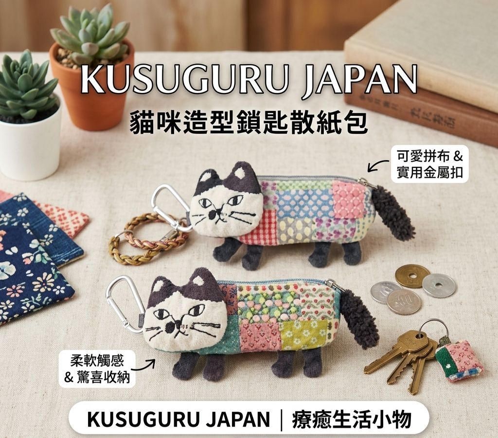 【預購】JM052605  Kusuguru Japan 貓咪拼布散紙包