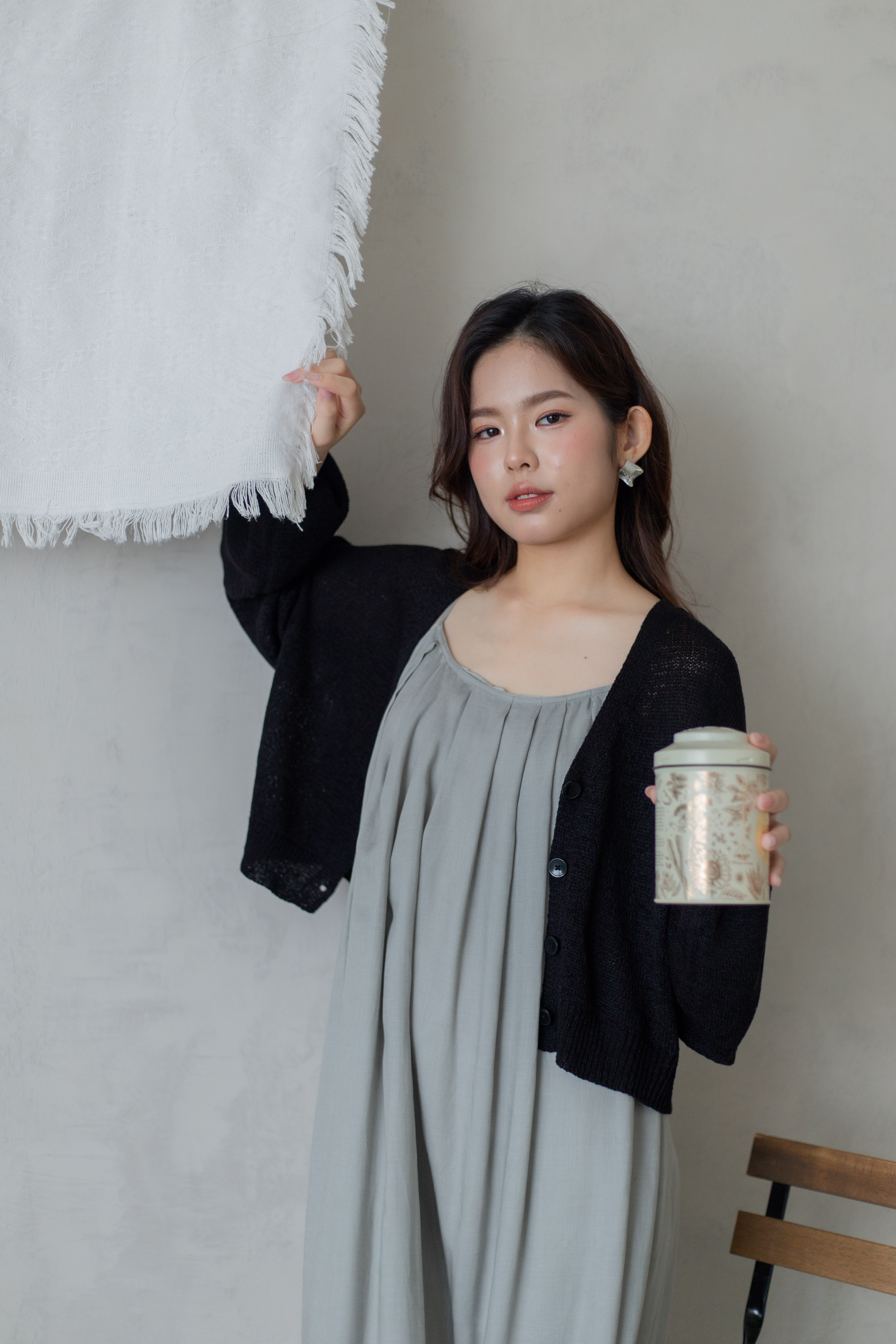 Faron Pleated Cami Dress Ash Green -2764DLASH