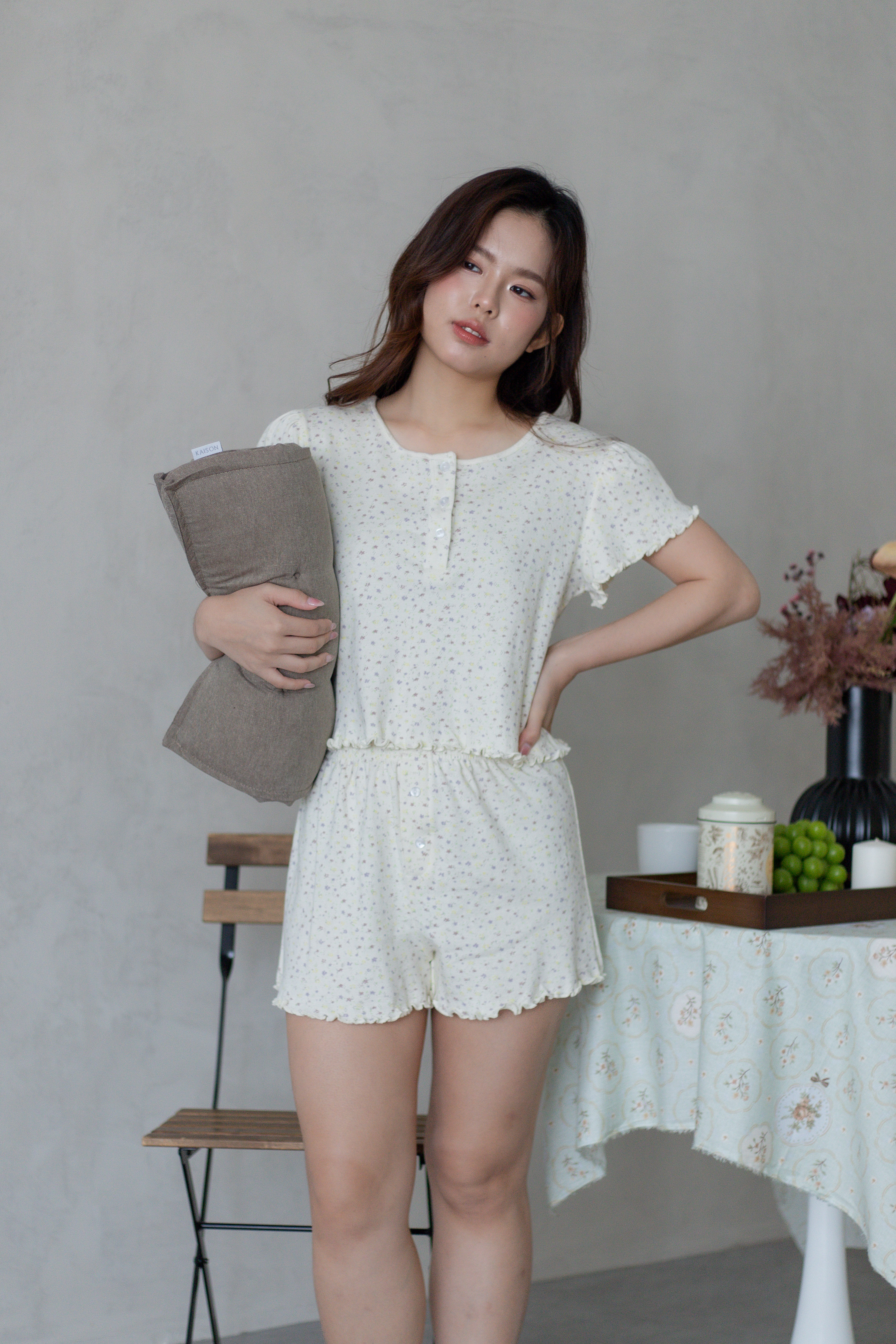 Ginnis Frill Floral Setwear Beige -2765SSBEI
